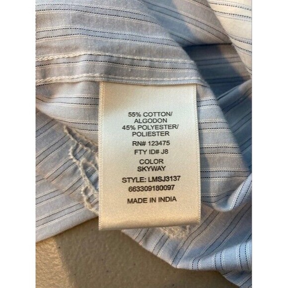 LL COOL J Mens Medium Blue White Embroidered Button Down Long Sleeve Shirt - Picture 5 of 5